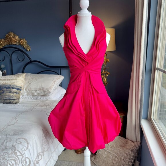 Samuel Dong Vivid Fuchsia Pink Cocktail Dress - Picture 1 of 15